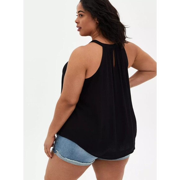 Torrid 100% Viscose High Neck Sleeveless Top Blk Wm's Size Large Flirty Flowy - Picture 1 of 3
